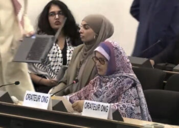 المدافعة الصحراوية الغالية عبد الله ادجيمي تفضح واقع حقوق الإنسان بالمناطق المحتلة من الصحراء الغربية أمام مجلس حقوق الإنسان بجنيف.