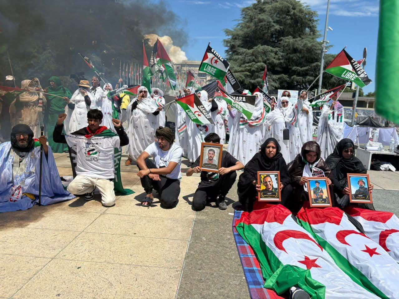 ساحة الأمم المتحدة بجنيف السويسرية تشهد تظاهرة كبرى للمرافعة عن حقوق الشعب الصحراوي.